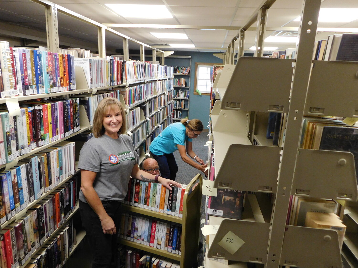 Pere Marquette District Library, Coleman Library and the Gladwin County District Library sent staff to aid in moving and organizing library materials.